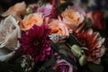 A Shot Of The Brides Ring With The Wedding Bouquet In The Background. Generative AI Royalty Free Stock Photo