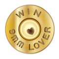 Shot bullets Saint Valentine isolated on white background. Caliber of weapon bullets icon flat. Heart firing pin weapon. Vector il