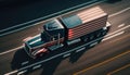 American truck pulling load on a freeway. Generative ai illustration Royalty Free Stock Photo