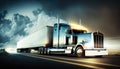 American truck pulling load on a freeway. Generative ai illustration Royalty Free Stock Photo