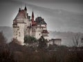 Shot of the Chateau Menthon Saint Bernard, a historical castle near Annecy Royalty Free Stock Photo