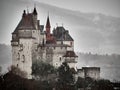 Shot of the Chateau Menthon Saint Bernard, a historical castle near Annecy Royalty Free Stock Photo