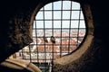 Shot of the city from behind in the cage in Vienna, Austria Royalty Free Stock Photo