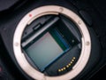 A shot of the CMOS sensor inside of a DSLR camera