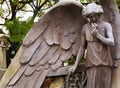 Great winged angel resting on the grave Royalty Free Stock Photo