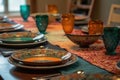 Shot Of Colorful Table Setting With Decorative Plates And Napkins For Ramadan Meal. Generative AI