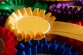 Full Frame Shot Of Colourful Political Rosettes