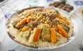 Family size Plate of Couscous traditional moroccan Royalty Free Stock Photo