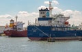 Shot of crude oil tankers in the port Antwerp, Flanders, Belgium