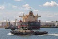 Shot of crude oil tankers in the port Antwerp, Flanders, Belgium