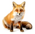 Full Body of Pet Fox - Shot of a Cute little orange Fox on White Background - AI generated