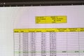 Shot of an dark mode excel sheet on computer screen showing bank loan amortization table. Banking Royalty Free Stock Photo