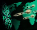 Shot of darts in bullseye Royalty Free Stock Photo