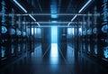 Shot of Data Center With Multiple Rows of Fully Operational Server Racks. Modern Telecommunications, Cloud Computing, Artificial Royalty Free Stock Photo