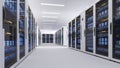 Shot of Data Center With Multiple Rows of Fully Operational Server Racks. Modern Telecommunications,Data center cooling,server Royalty Free Stock Photo