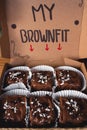 Shot of delicious brownies in a box