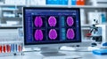 This is a shot of a desktop computer running software that is used in the field of medical research. Sophisticated