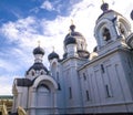 Shot of the domes of the orthodox church. Religion