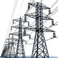 Shot of electric posts and lines isolated Royalty Free Stock Photo