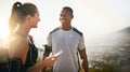 Sharing the same passion for fitness. Shot of a fit young couple working out together outdoors. Royalty Free Stock Photo