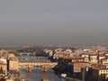 Shot of Florence from Piazzale Michelangelo with view of Arno river and Ponte Vecchio