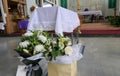 Flower and candle used for a funeral