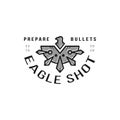 The shot of a flying eagle. Badge logo design for deadly animals.