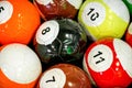 Shot of foot pool balls standing on green table. Royalty Free Stock Photo