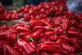 shot of fresh red peppers displayed at a farmers market Royalty Free Stock Photo