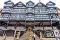 CHESTER, UK - 26TH JUNE 2019: The front of the Grosvenor shopping centre in the middle of Chester, Chestershire, UK