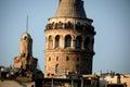 shot of the Galata Tower in Istanbul, Turkey.golden hour with beautiful sunlight.