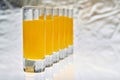Tall Shot Glasses with Tang Shot Alcoholic drink Royalty Free Stock Photo