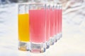 Tall Shot Glasses with Tang Shot & Pink Pussy Royalty Free Stock Photo