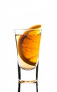 Shot glass with orange slice Royalty Free Stock Photo