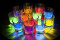 Shot Glasses with Glow Stick Juice