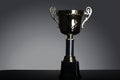 Shot of gold award trophy in gray background Royalty Free Stock Photo