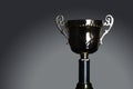 Shot of gold award trophy in gray background Royalty Free Stock Photo