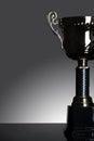 Shot of gold award trophy in gray background Royalty Free Stock Photo