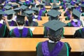 Shot of graduation caps during commencement.