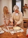 Learning grandmas secret recipes. Shot of a grandmother teaching her granddaughter how to bake. Royalty Free Stock Photo