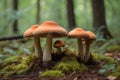 Shot of group edible mushrooms known as Enokitake, Golden Needle or winter mushrooms.