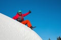 Snowboarder resting on top of the mountain