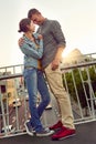 You, me, together forever. Shot of a happy young couple enjoying a romantic moment in the city. Royalty Free Stock Photo