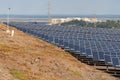 Shot of a huge area with solar panels blue sky in the background