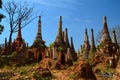 Shot of Indein Pagodas, Inle Lake, Myanmar Royalty Free Stock Photo