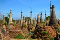 Shot of Indein Pagodas, Inle Lake, Myanmar Royalty Free Stock Photo