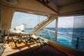 Shot of the inside of a fishing boat sailing in the ocean Royalty Free Stock Photo