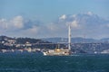 Shot of Istanbul Bosphorus Bridge,and the old passenger steamboat