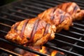 shot of a juicy chicken thigh with grill lines