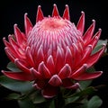 shot of a King Protea (Protea cynaroides), with its large and showy flower head by AI generated